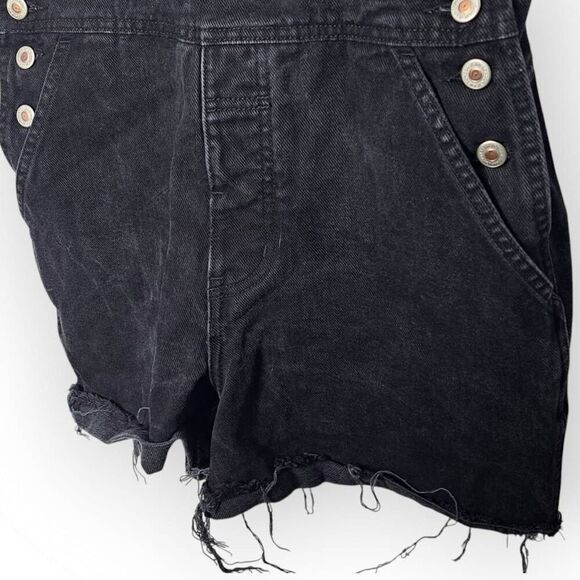 London Jeans Women's Vintage 90s Denim Overall Shorts Black size Small - Picture 3 of 6